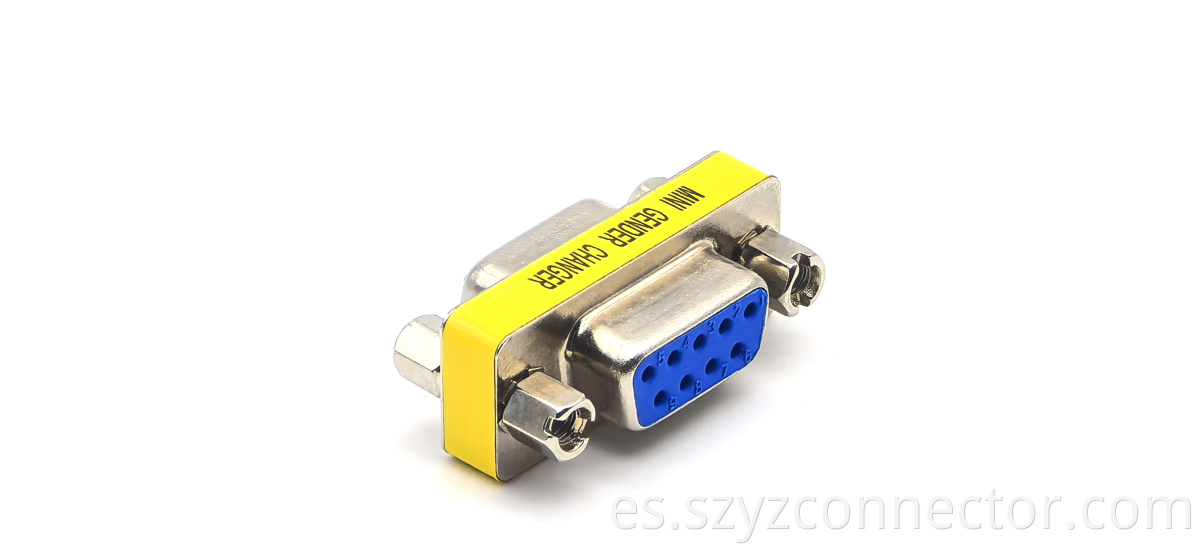 D-Sub Adapter 9-Position Female to Female Blue Plastic With Mounting Screws RoHS Compliant